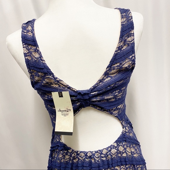 American Rag Navy Blue Lace Sleeveless Dress - Picture 4 of 8